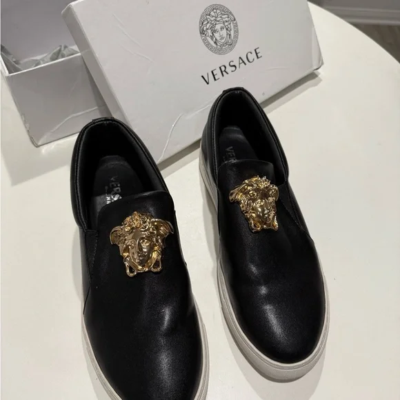 Versace | Shoes | Versace Mens Palazzo With Gold Medusa Slip On Sneakers  Shoes Size 2 | Poshmark